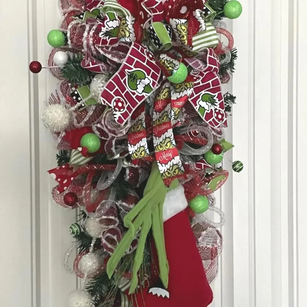Christmas Green Monster Door Swag